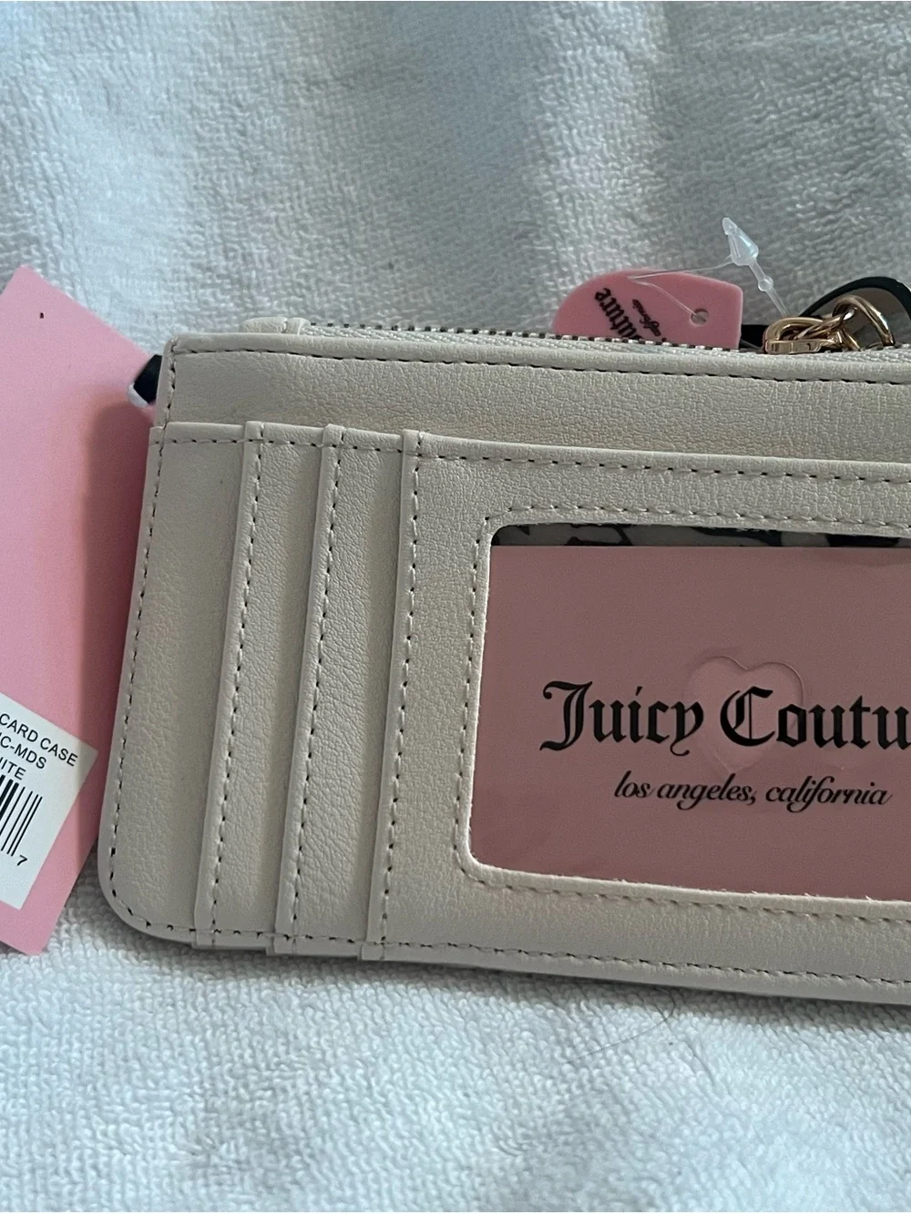 Juicy Couture Ivory Card & Key Holder with Gold Logo